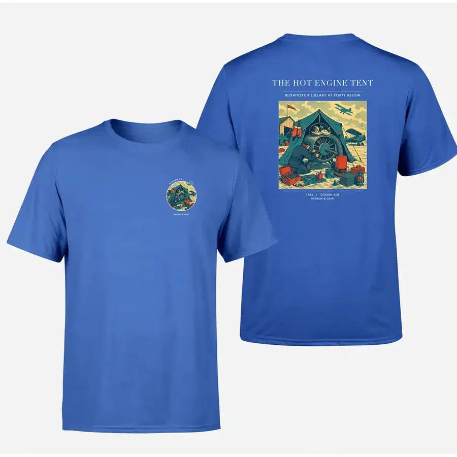 VINTAGE G4356 - The Hot Engine Tent - Double-Side T-Shirt design on blue double side t shirt