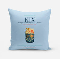 Thumbnail for Osaka Kansai International Airport (KIX) design on light blue pillow