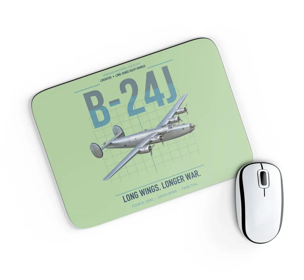 B-24J Liberator design on light green rectangle mouse pad