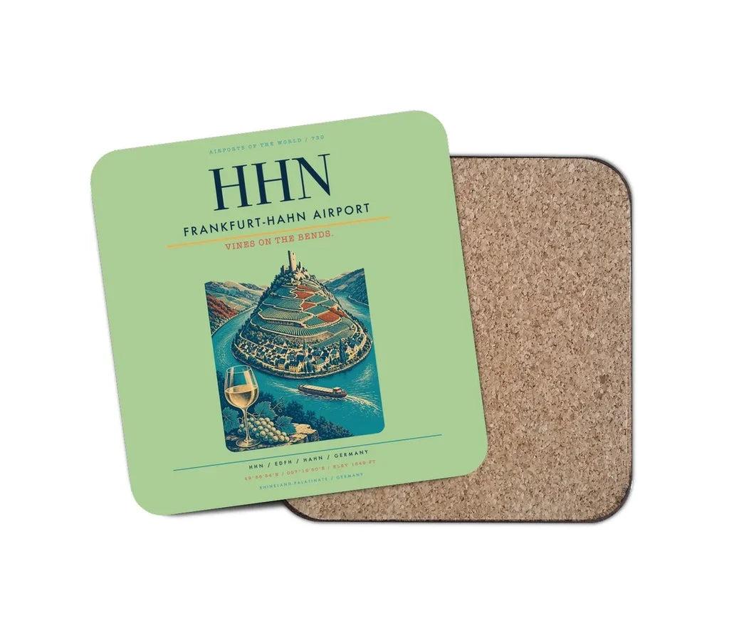 Frankfurt-Hahn Airport (HHN) design on light green 1 piece coaster