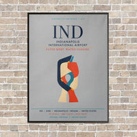 Thumbnail for Indianapolis International Airport IND vertical canvas print - framed - light gray background