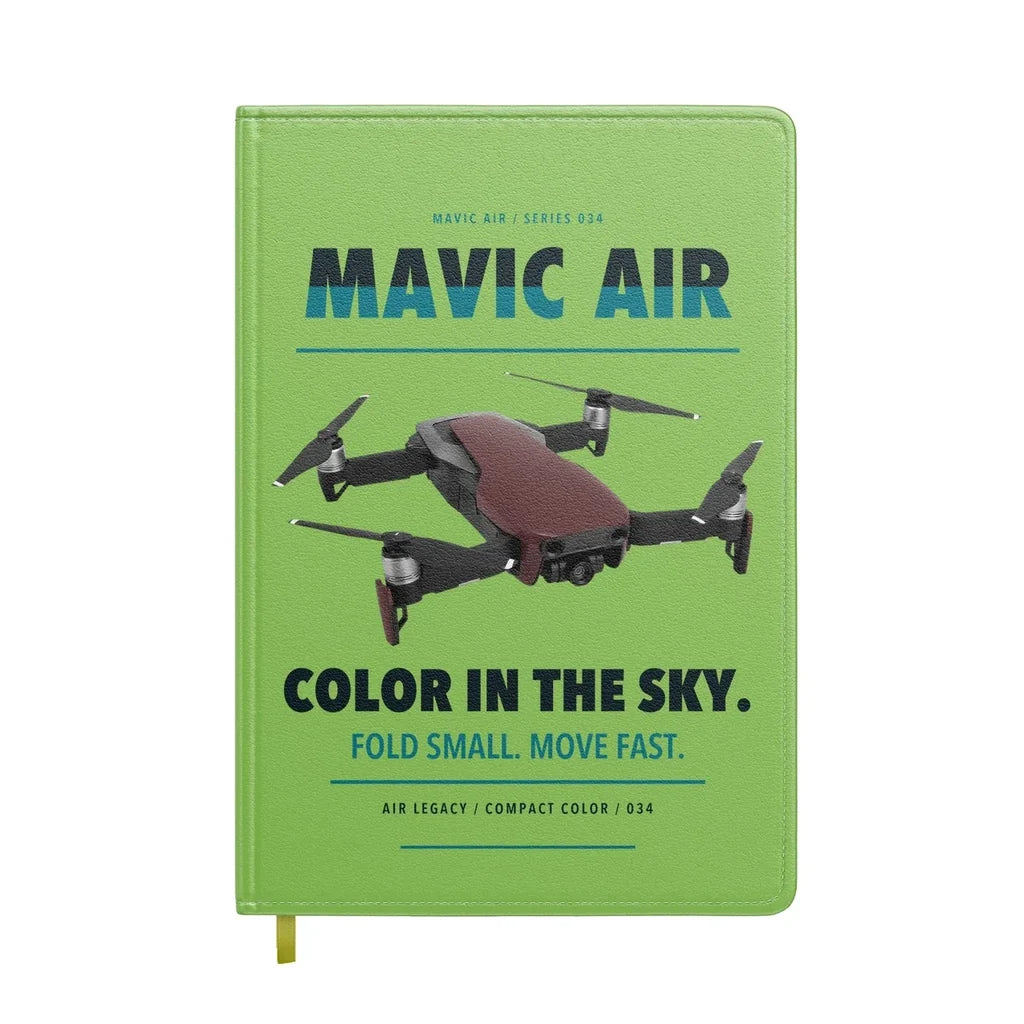 DJI Mavic Air design on light green notebook