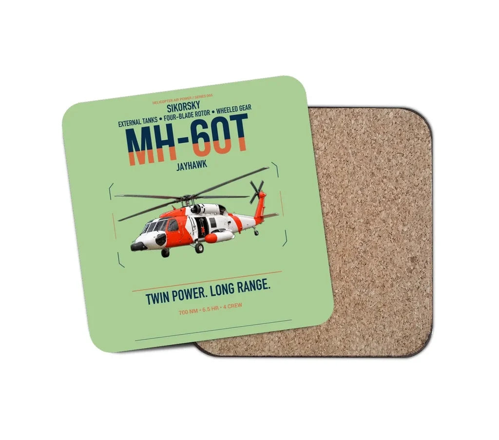 Sikorsky MH-60T Jayhawk design on light green 1 piece coaster