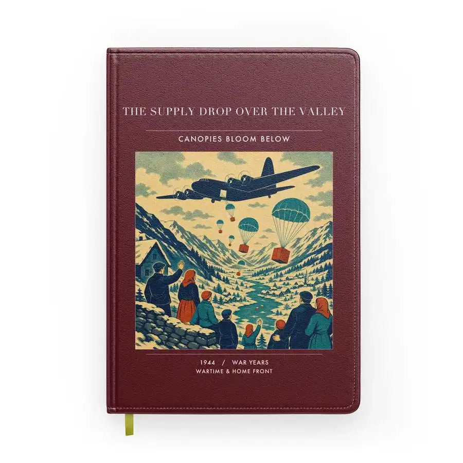 VINTAGE G4512 - The Supply Drop Over The Valley - Designed Notebooks design on darkred