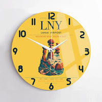 Thumbnail for Lanai Airport (LNY) design on yellow no frame wall clock