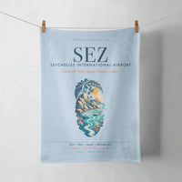 Thumbnail for Seychelles International Airport (SEZ) design on light blue towel