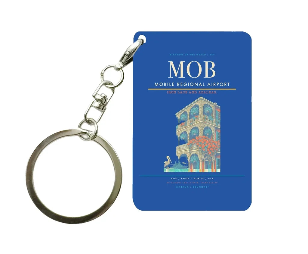 Mobile Regional Airport (MOB) design on blue key chain