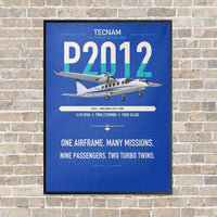 Thumbnail for Tecnam P2012 Traveller vertical canvas print - framed - blue background