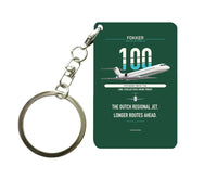 Thumbnail for Fokker 100 design on dark green designed key chain, double-side print