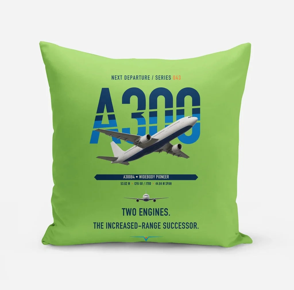 Airbus A300B4 design on light green pillow