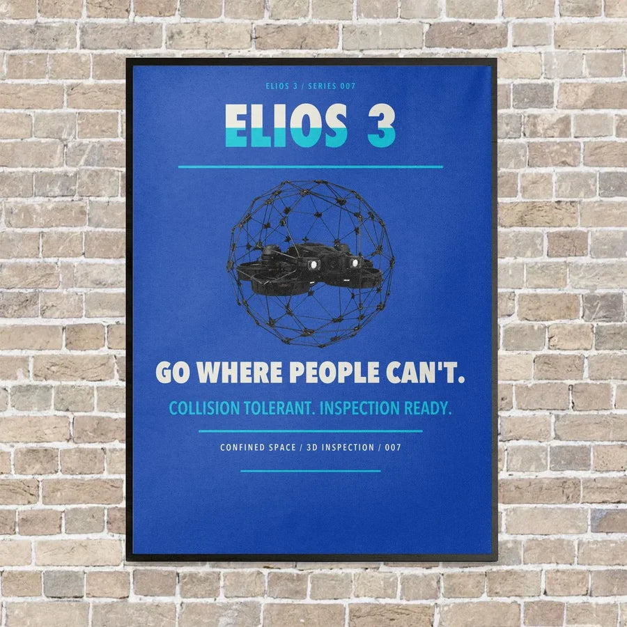 Flyability Elios 3 vertical canvas print - framed - blue background