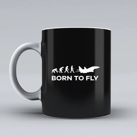Born To Fly Military Ceramic White Mugs
