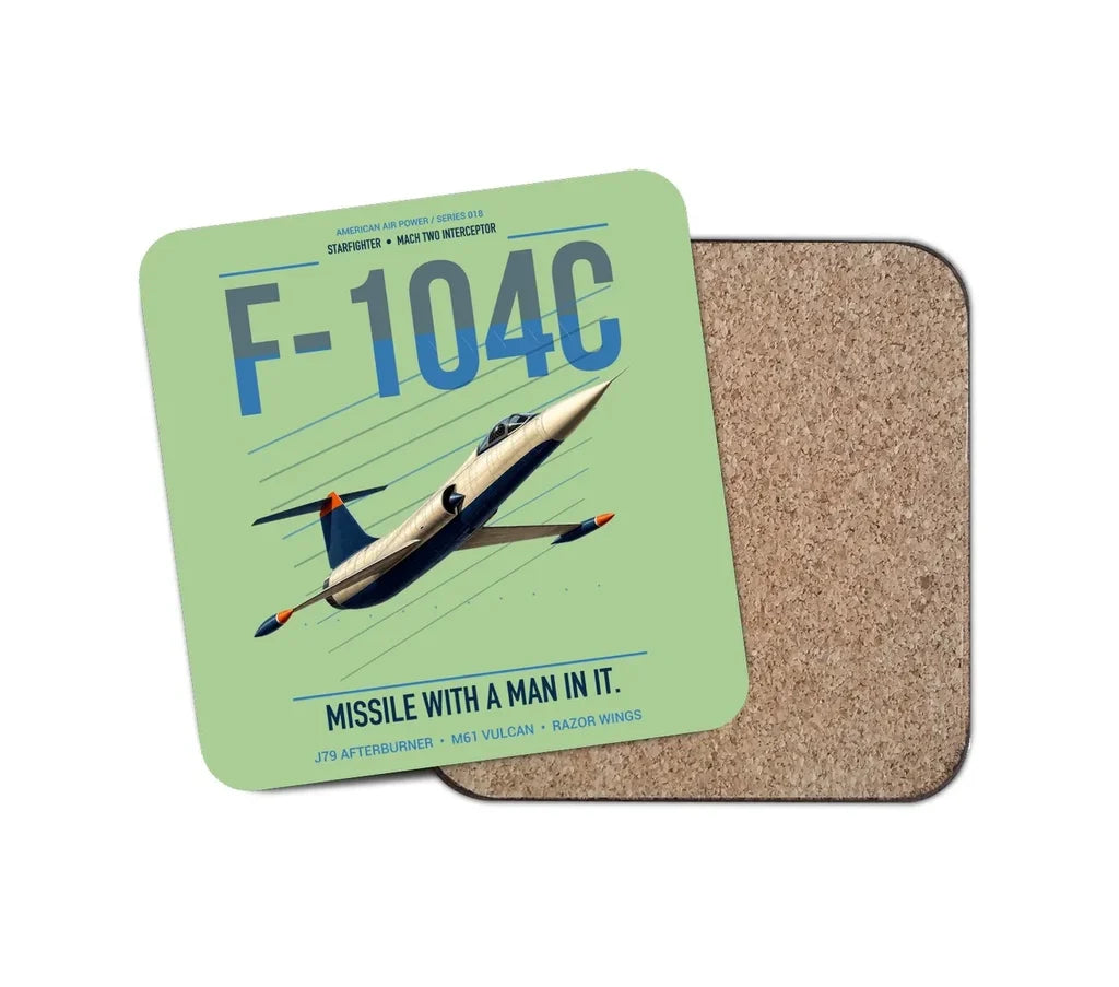 F-104C Starfighter design on light green 1 piece coaster