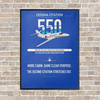 Thumbnail for Cessna Citation 550 - Citation II vertical canvas print - framed - blue background
