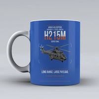 Thumbnail for Airbus H215M design on blue ceramic mug, double-side print