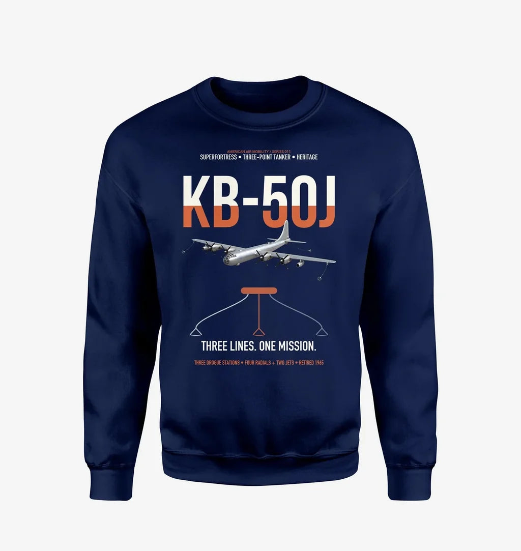 KB-50J Superfortress design on navy blue sweatshirt