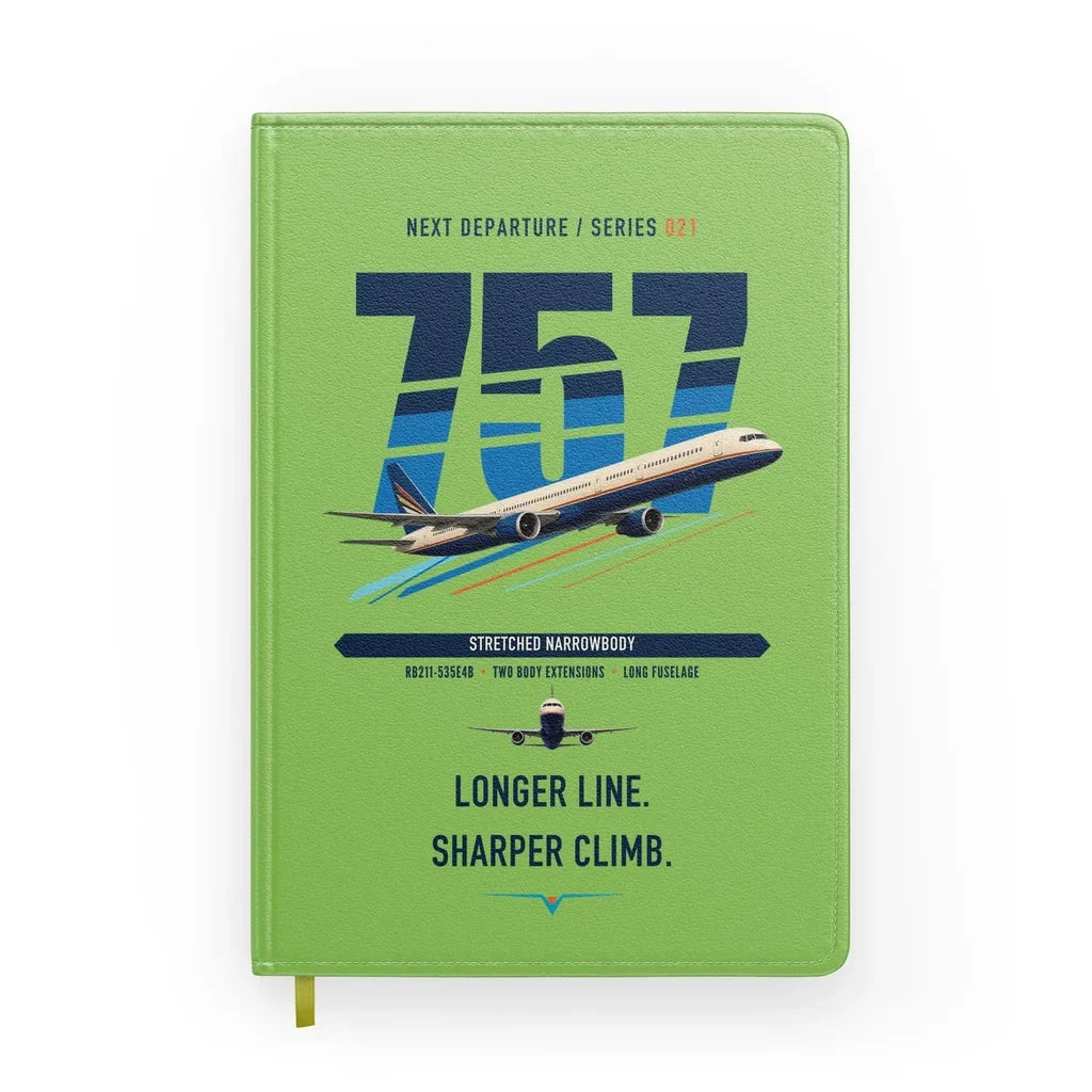 Boeing 757-300 design on light green notebook