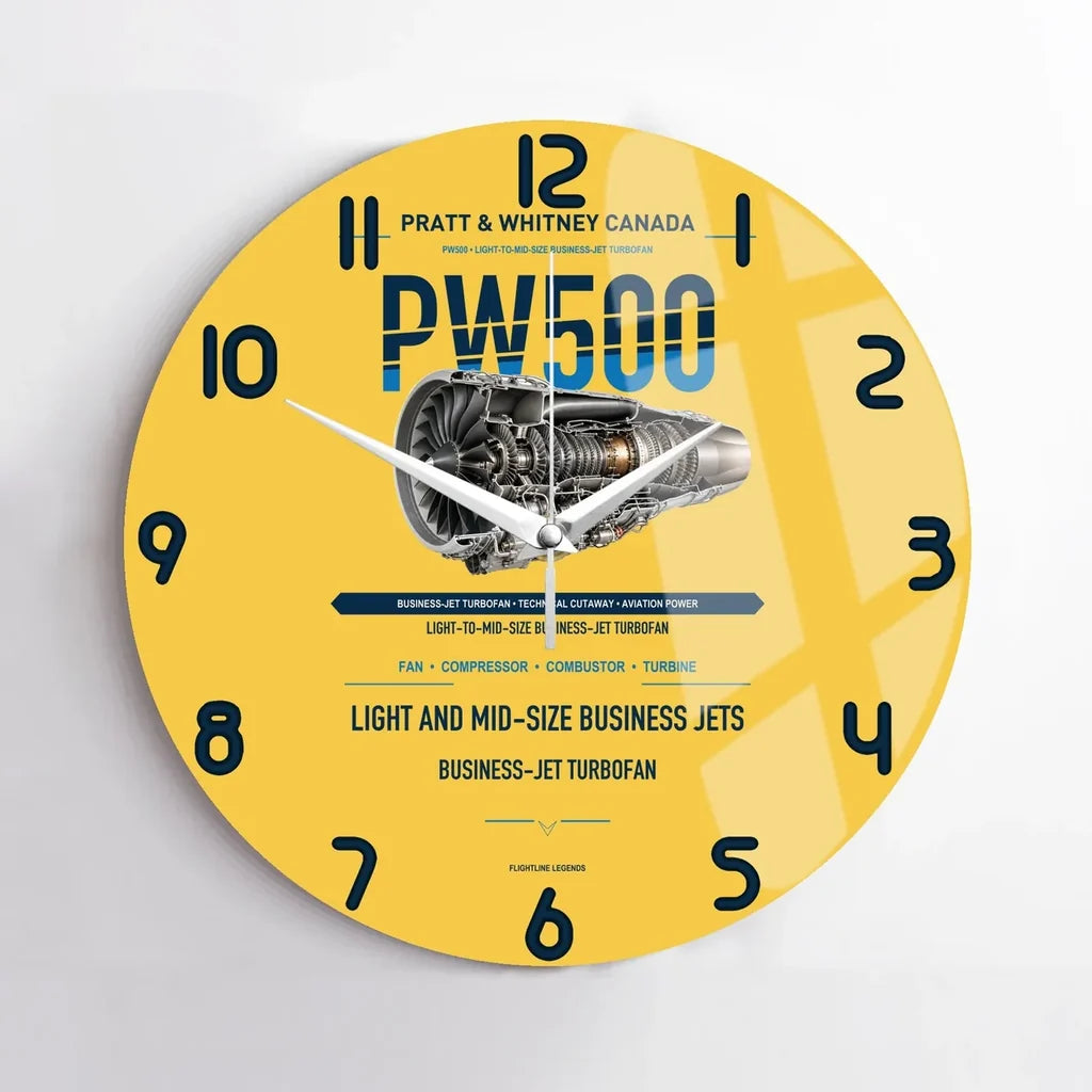PW500 design on yellow no frame wall clock