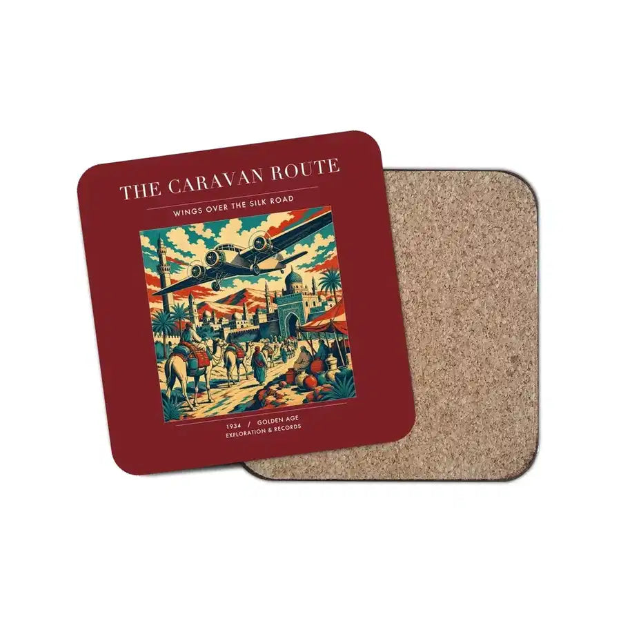 The Caravan Route - Designed Coasters design on dark red 1-piece
