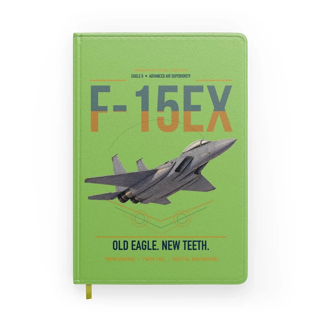 F-15EX Eagle II design on light green notebook