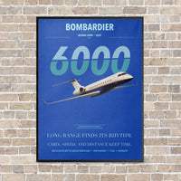 Thumbnail for Bombardier Global 6000 vertical canvas print - framed - blue background