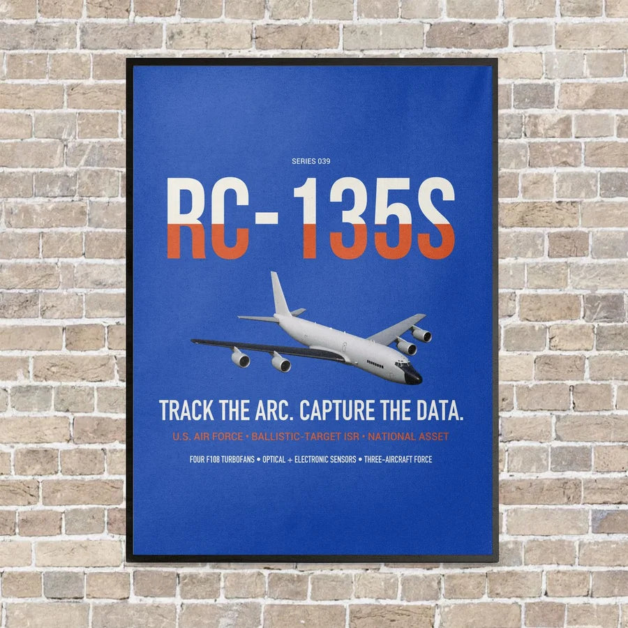 RC-135S Cobra Ball vertical canvas print - framed - blue background