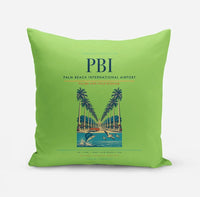 Thumbnail for Palm Beach International Airport (PBI) design on light green pillow