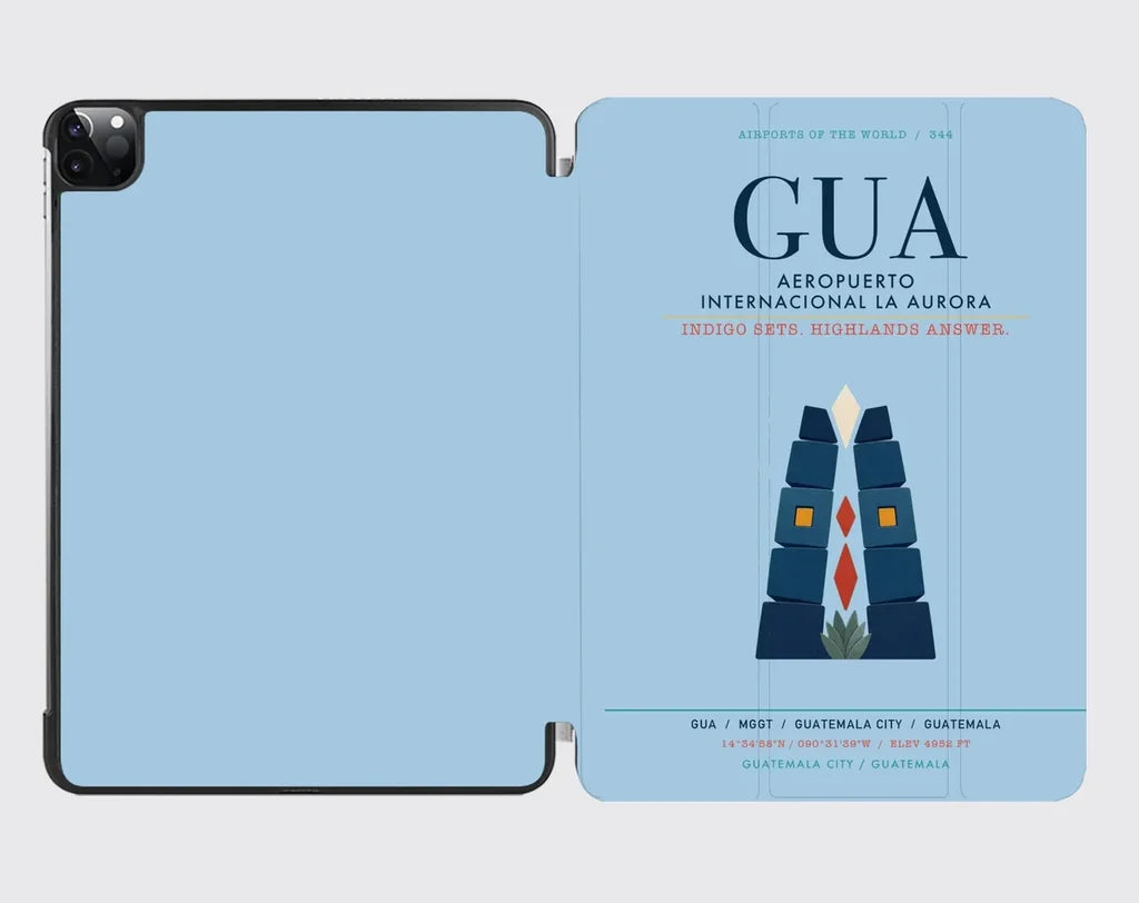 Aeropuerto Internacional La Aurora (GUA) design on light blue ipad tablet case