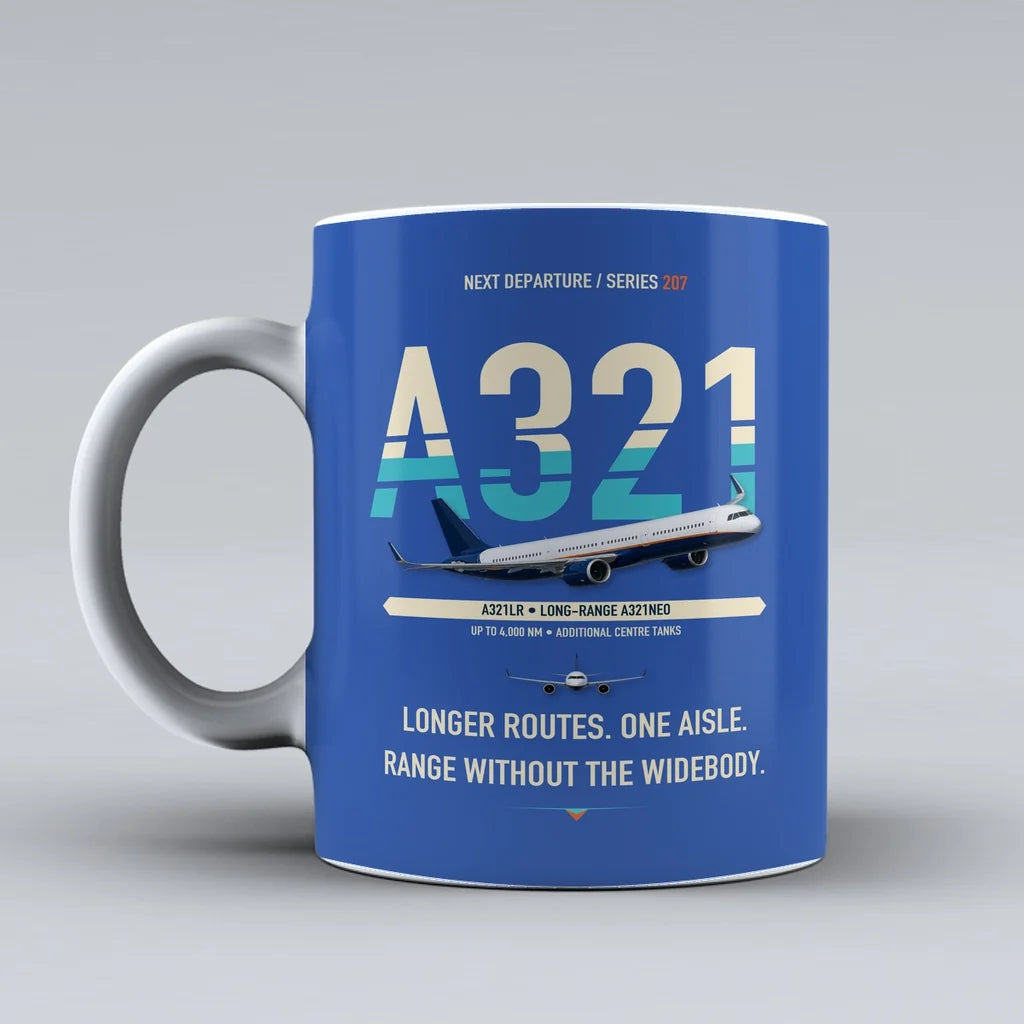 A321LR Mug design on blue airbus
