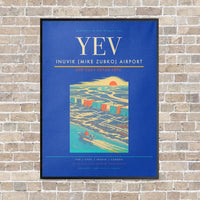 Thumbnail for Inuvik (Mike Zubko) Airport YEV vertical canvas print - framed - blue background