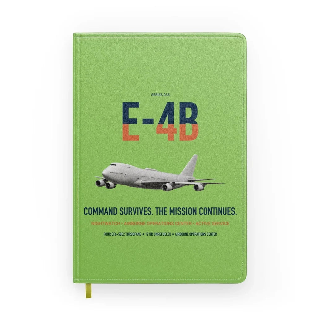 E-4B Nightwatch design on light green notebook