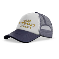 Thumbnail for Etihad Airways Airlines aviation design printed on dark blue trucker cap
