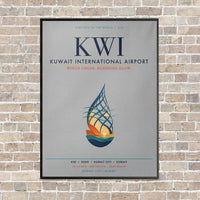 Thumbnail for Kuwait International Airport KWI vertical canvas print - framed - light gray background