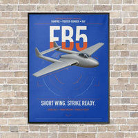 Thumbnail for de Havilland Vampire FB5 vertical canvas print - framed - blue background