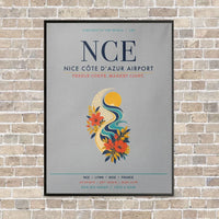 Thumbnail for Nice Côte d’Azur Airport NCE vertical canvas print - framed - light gray background