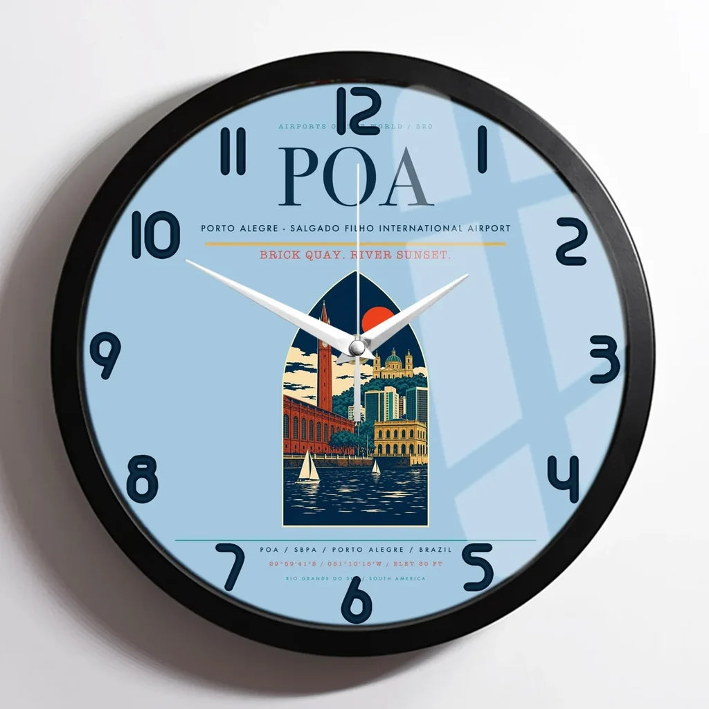Porto Alegre - Salgado Filho International Airport POA Wall-Clock Framed - Light Blue
