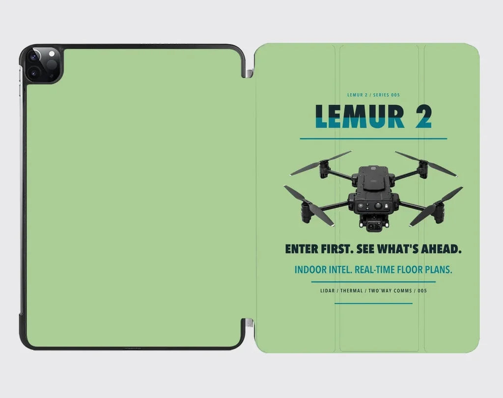 BRINC LEMUR 2 design on light green ipad tablet case
