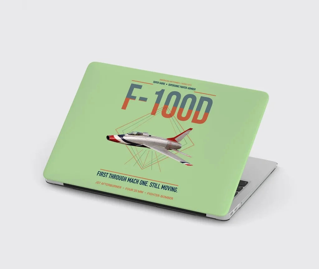 F-100D Super Sabre design on light green MacBook case