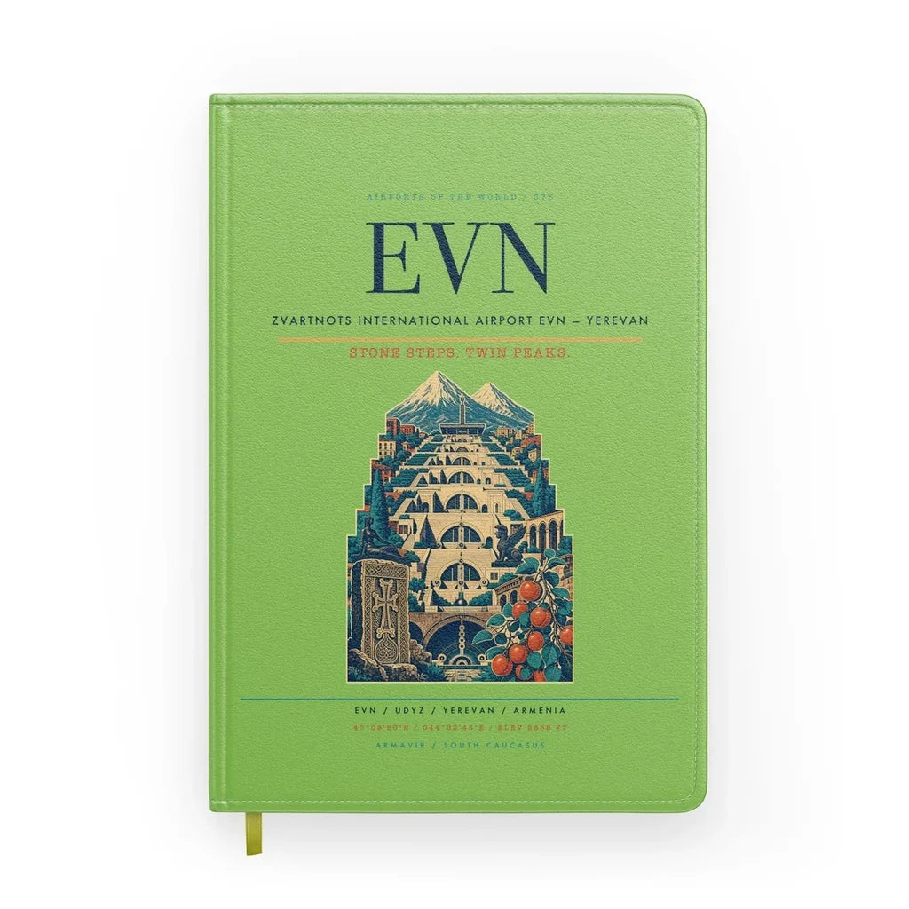 Zvartnots International Airport (EVN) design on light green notebook
