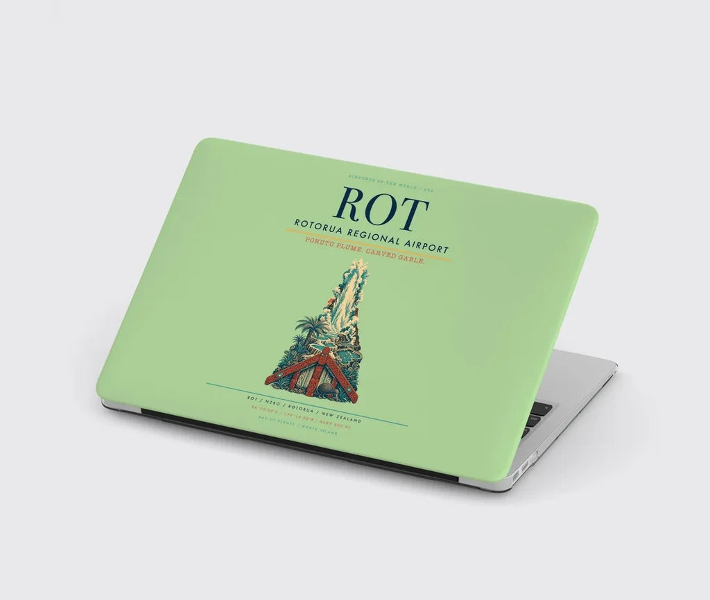 Rotorua Regional Airport (ROT) design on light green MacBook case