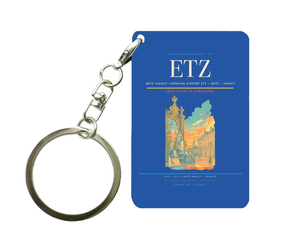 Metz–Nancy–Lorraine Airport (ETZ) design on blue key chain