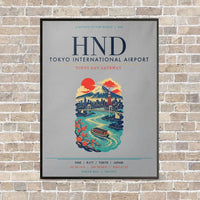 Thumbnail for Tokyo Haneda Airport HND vertical canvas print - framed - light gray background