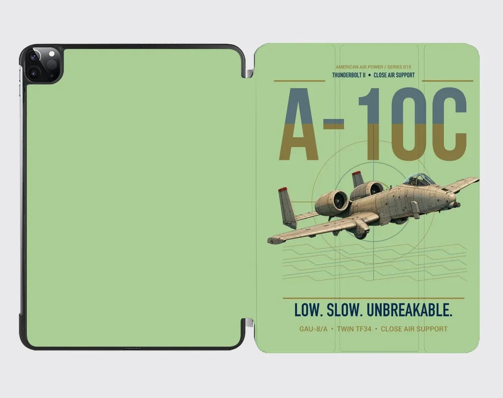 A-10C Thunderbolt II design on light green ipad tablet case