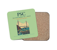 Thumbnail for Tri-Cities Airport (PSC) design on light green 1 piece coaster
