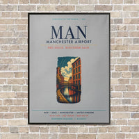 Thumbnail for Manchester Airport MAN vertical canvas print - framed - light gray background