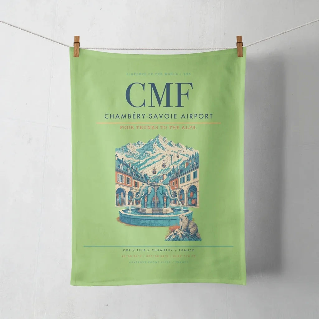 Chambéry-Savoie Airport (CMF) design on light green towel