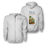 Thumbnail for Vijayawada Airport (VGA) design on white premium zipped hoodie