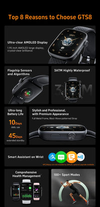 Thumbnail for Smart watch with GTS8 Smart Watch 3ATM Waterproof Amoled bluetooth SmartWatch dial face — view 15