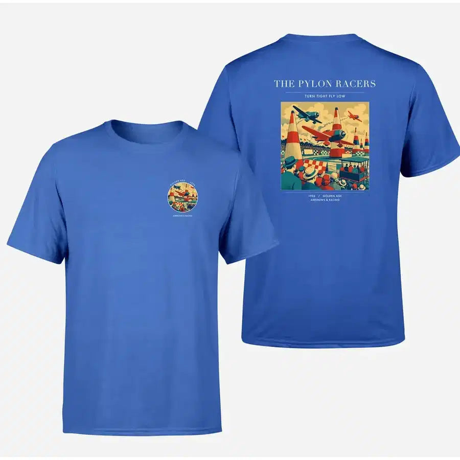 VINTAGE G4046 - The Pylon Racers - Double-Side T-Shirt design on blue double side t shirt