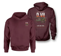 Thumbnail for Fokker D.VII design on dark red double-side hoodie, double-side print